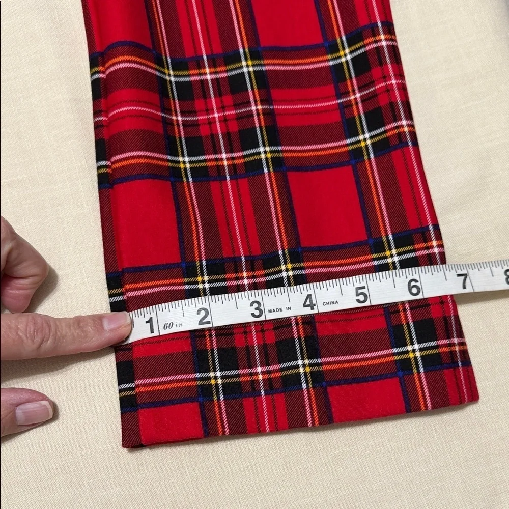 Nygard Luxe Slims Ankle Red & Black Plaid Pull On Pants Leggings, Size Large.